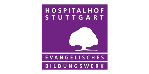 Logo des Hospitalhofs Stuttgart mit weißem Baum auf violettem Hintergrund